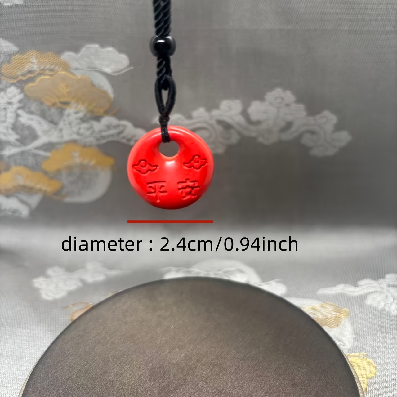 Cinnabar Peace Pendant Necklace, Unisex Elegant Charm